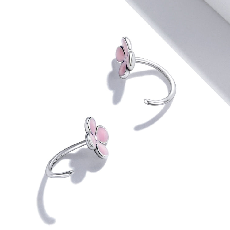 S925 Sterling Silver Pink Flowers Ear Studs Women Earrings, Pink Flowers