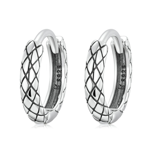 S925 Sterling Silver Snake Texture Ear Buckle Women Earrings, Snake Texture