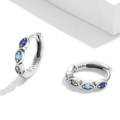 S925 Sterling Silver Devil Eye Zircon Women Earrings, Devil Eye Zircon