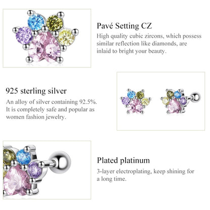 S925 Sterling Silver Color Zircon Cute Claw Ear Stud Women Earrings, Color Zircon Cute Claw