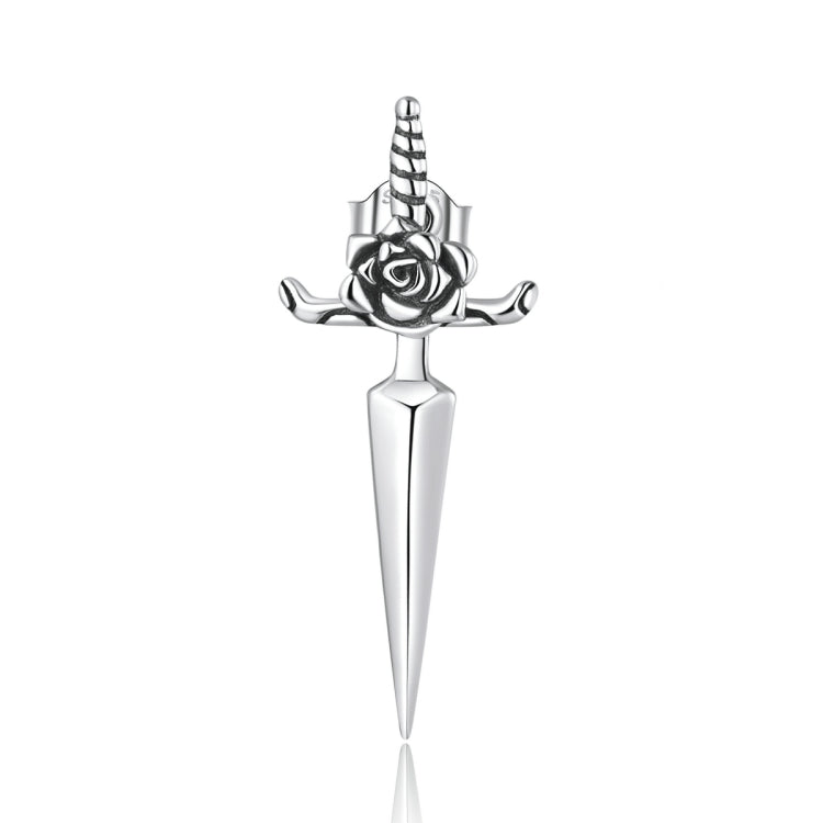 S925 Sterling Silver Rose Dagger Ear Stud Women Earrings, Rose Dagger