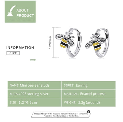 S925 Sterling Silver Mini Bee Women Earrings, Mini Bee