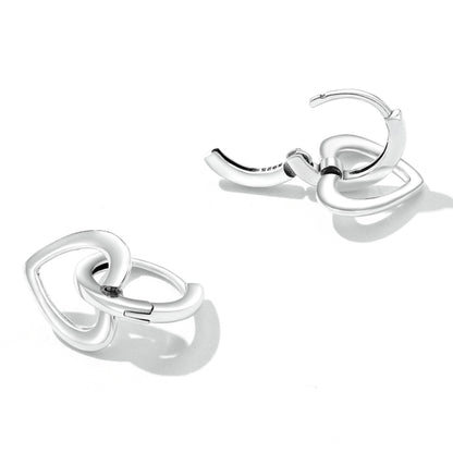 S925 Sterling Silver Heart Ear Buckle Women Earrings, Heart