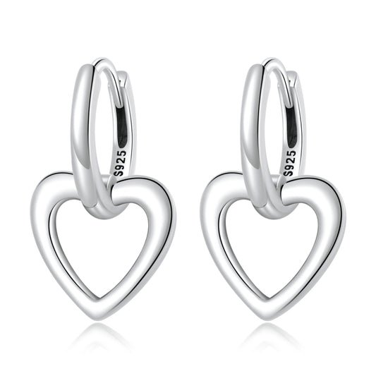 S925 Sterling Silver Heart Ear Buckle Women Earrings, Heart