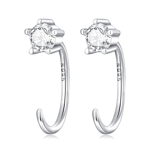 S925 Sterling Silver Sparkling Ear Hook Women Earrings, Sparkling Ear Hook