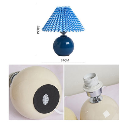 Pleated Lampshade Cozy Bedside Night Light Modern Ceramic Desk Lamp 220V