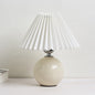 Pleated Lampshade Cozy Bedside Night Light Modern Ceramic Desk Lamp 220V