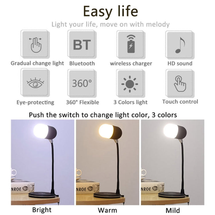 L4 Multifunctional Wireless Charging LED Desk Lamp Bluetooth 5.0 Speaker