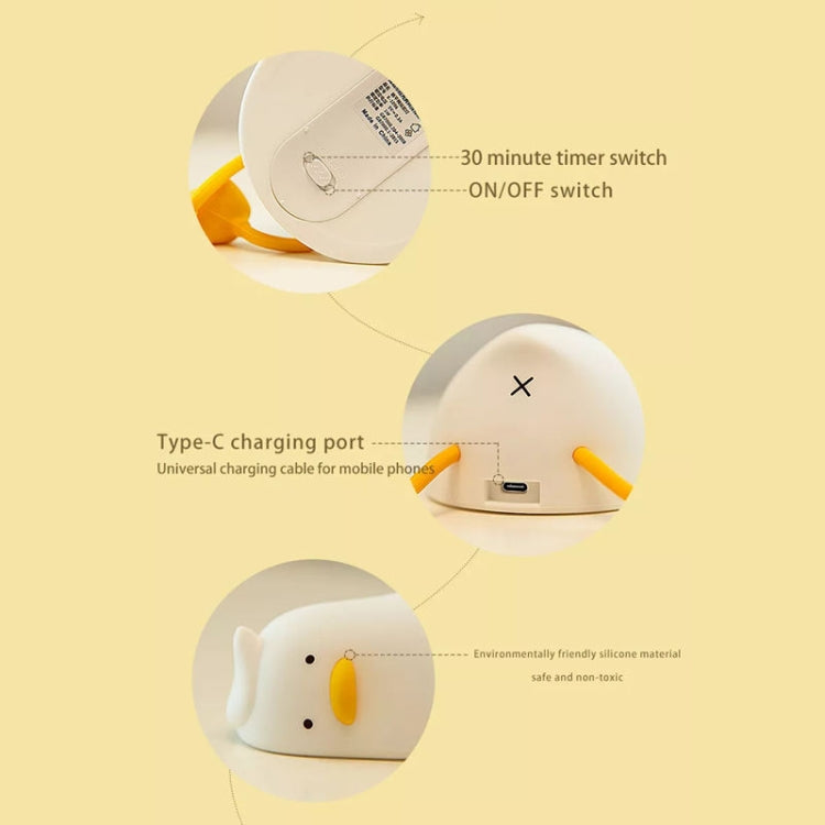 1W USB Charging LED Lie Flat Duck Silicone Touch Sensing Night Light