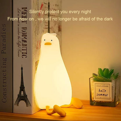 1W USB Charging LED Lie Flat Duck Silicone Touch Sensing Night Light