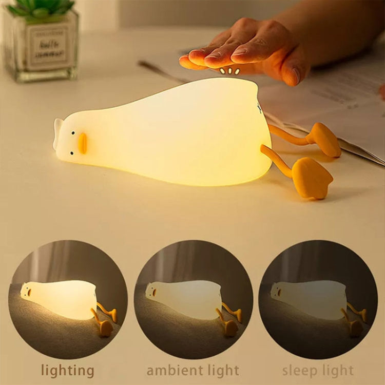 1W USB Charging LED Lie Flat Duck Silicone Touch Sensing Night Light