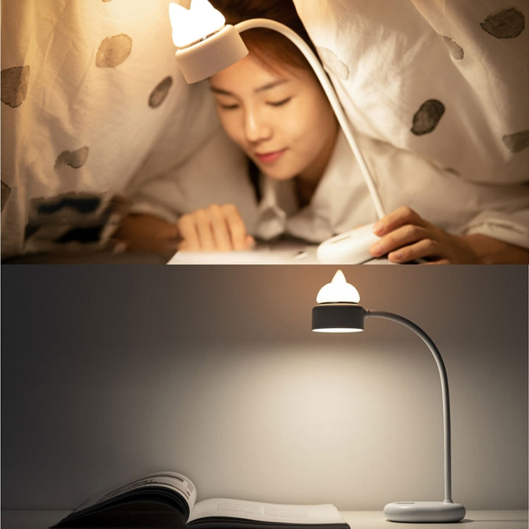 Cat Shape Double Light Source Design LED Desk Night Lamp, Support 3 Brightness Control