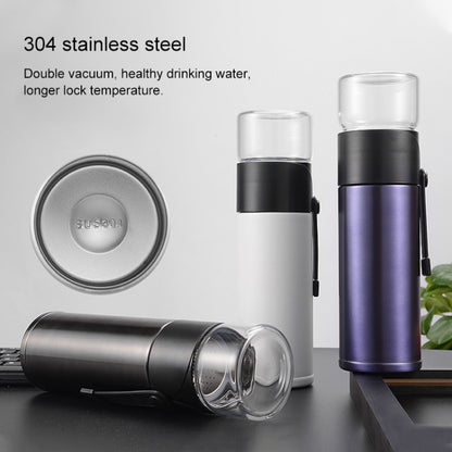 400ml 304 Stainless Steel Glass Cover Thermos Cup