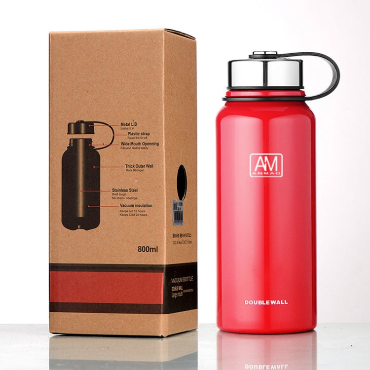 800ml Outdoor Vacuum Stainless Steel Heat Insulation Cup Portable Large Capacity Sports Bottle