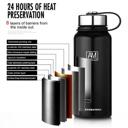 800ml Outdoor Vacuum Stainless Steel Heat Insulation Cup Portable Large Capacity Sports Bottle