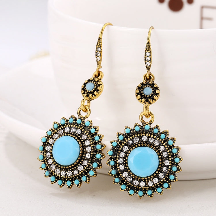 2 Pairs Ethnic Sun Flower Style Rhinestone Earrings Long Earbobs, JEW2030JL, JEW2030JR, JEW2030SB, JEW2030SD, JEW2030SL, JEW2030SR