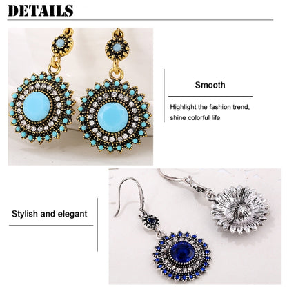 2 Pairs Ethnic Sun Flower Style Rhinestone Earrings Long Earbobs, JEW2030JL, JEW2030JR, JEW2030SB, JEW2030SD, JEW2030SL, JEW2030SR