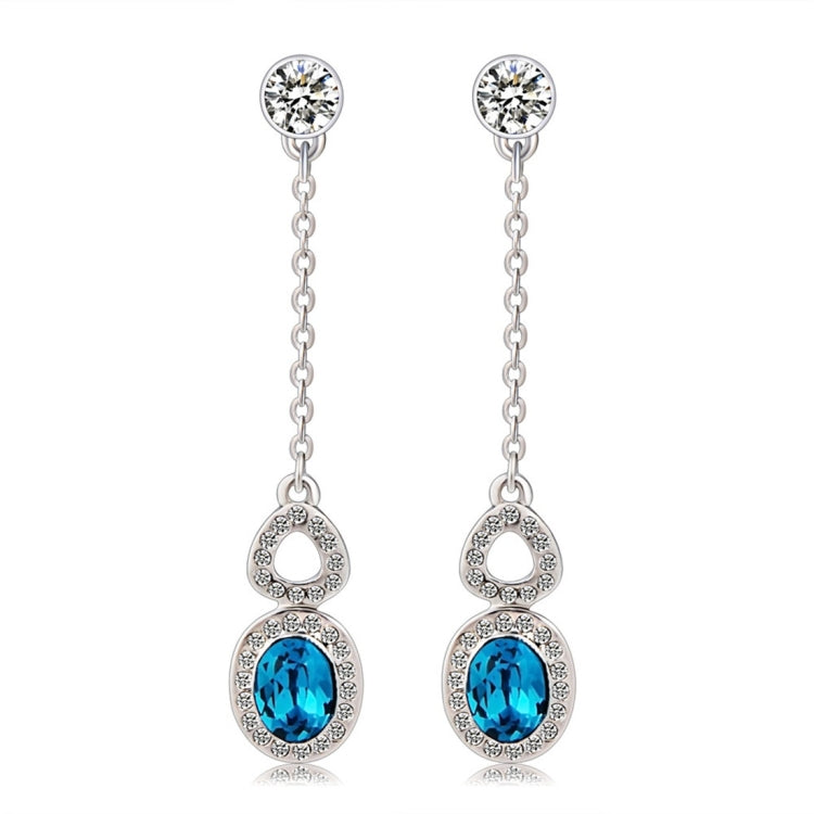 Silver-Plated Inlaid Clear Crystal Chain with Zircon Inlaid Blue Crystal Earring