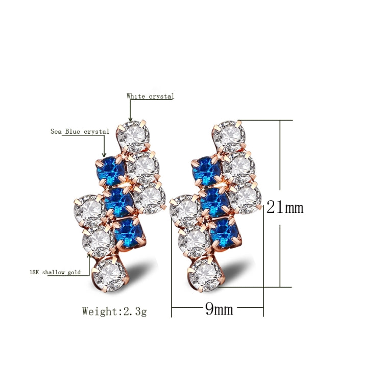 1 Pair Of 18 k Gold Irregular Geometrical Sterling Silver Crystal Stud Earring For Women, 21*9 mm