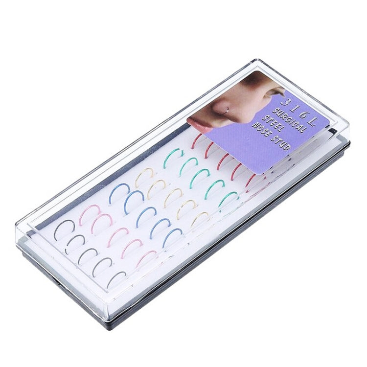 40 PCS Color Mixed titanium steel Fashion Nose Circle Rings, 0.35 US Size, Inner Diameter: 9 mm, Perimeter: 28 mm(Colour)