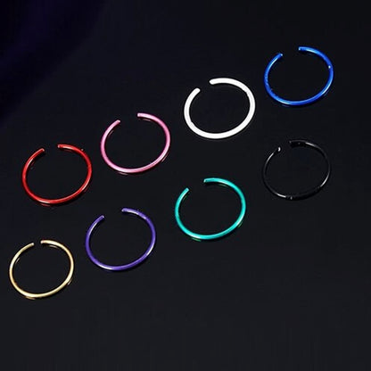 40 PCS Color Mixed titanium steel Fashion Nose Circle Rings, 0.35 US Size, Inner Diameter: 9 mm, Perimeter: 28 mm(Colour)