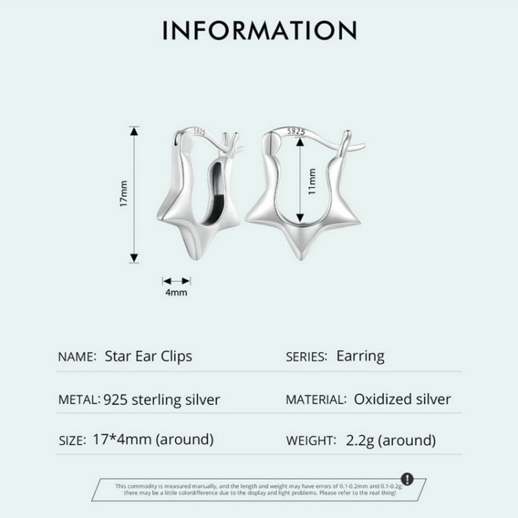 SCE1615 Sterling Silver S925 Simple Versatile Star Earrings, SCE1615