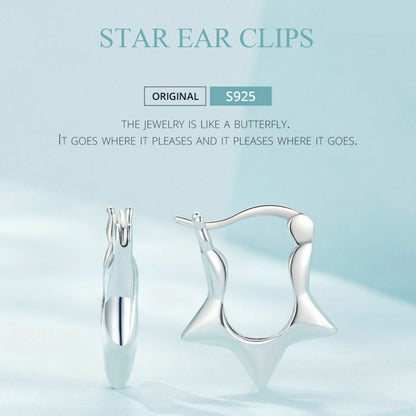 SCE1615 Sterling Silver S925 Simple Versatile Star Earrings, SCE1615