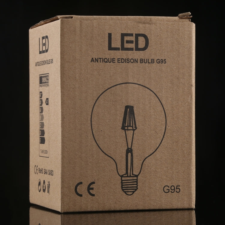 G95 E27 4W 4 LEDs 450 LM 3000K Retro Dimming LED Filament Light Bulb Energy Saving Light, AC 220V