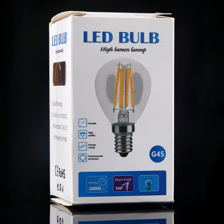 G45 E27 4W 4 LEDs 450 LM 3000K Retro Dimming LED Filament Light Bulb Energy Saving Light, AC 220V