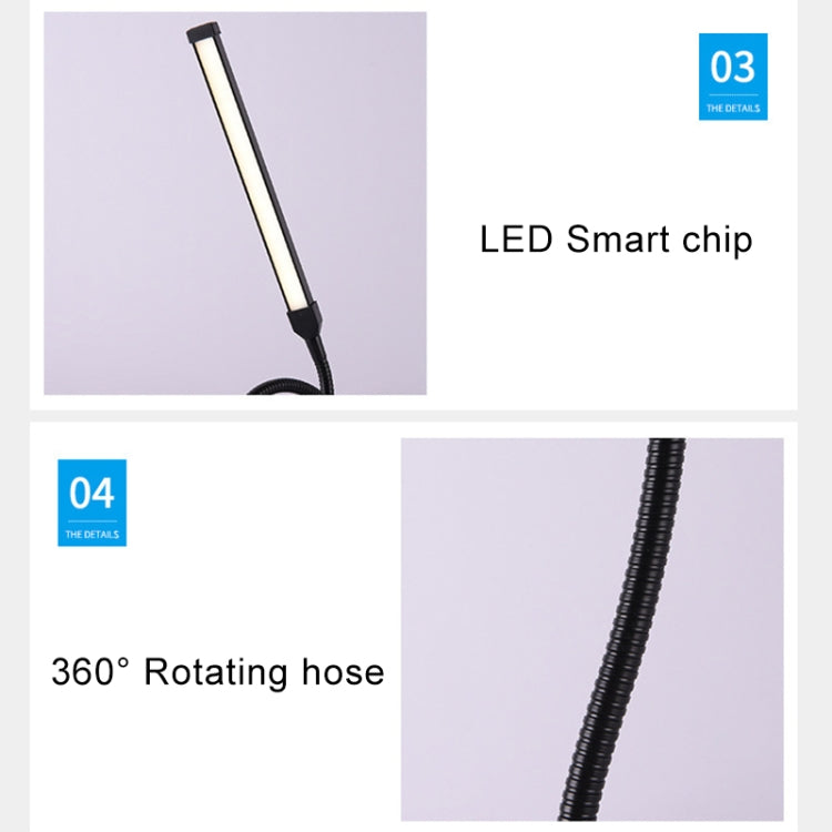 LED Desk Lamp 8W Folding Adjustable USB Charging Eye Protection Table Lamp, USB Charge Version