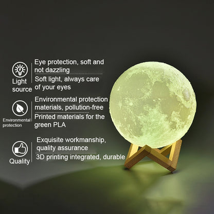 USB Charging LED Energy-saving Night Light with Wooden Holder Base