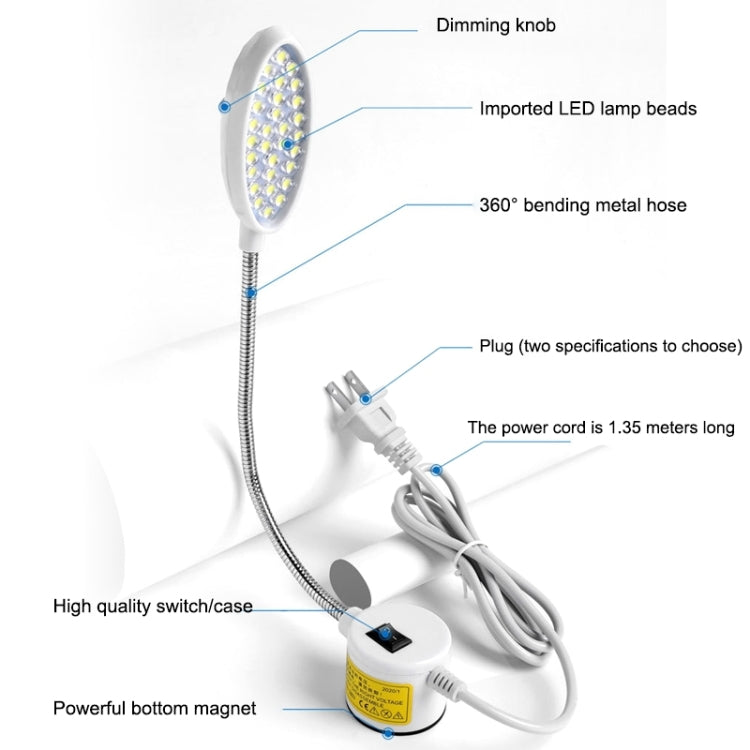 LED Sewing Machine Lamp Dimmable Magnet Working Energy-saving Lamp, 30 Lamp Beads