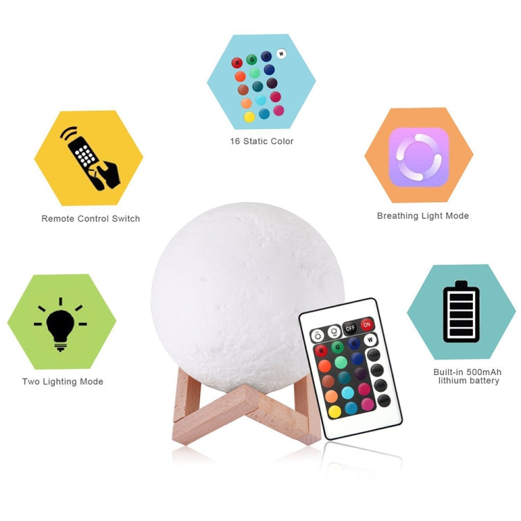 USB Charging 16-Color Dimming LED Night Light with Remote Control & Wooden Holder