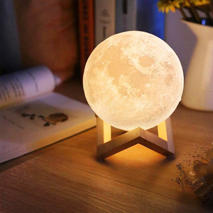 USB Charging 16-Color Dimming LED Night Light with Remote Control & Wooden Holder