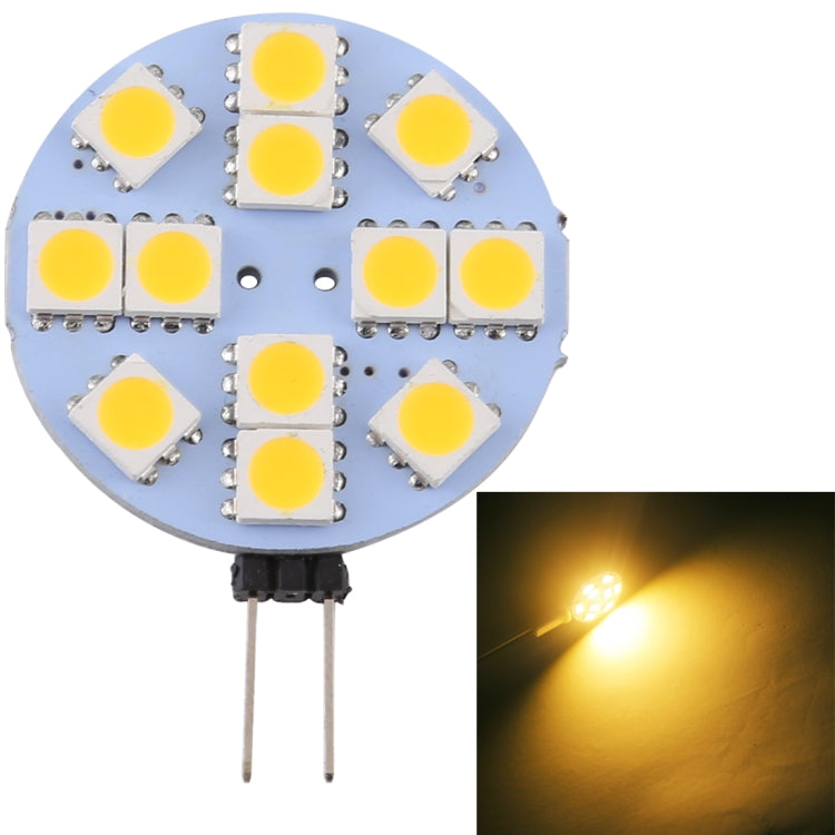 G4 12 LEDs SMD 5050 144LM 2800-3200K Stepless Dimming Energy Saving Light Pin Base Lamp Bulb, DC 12V