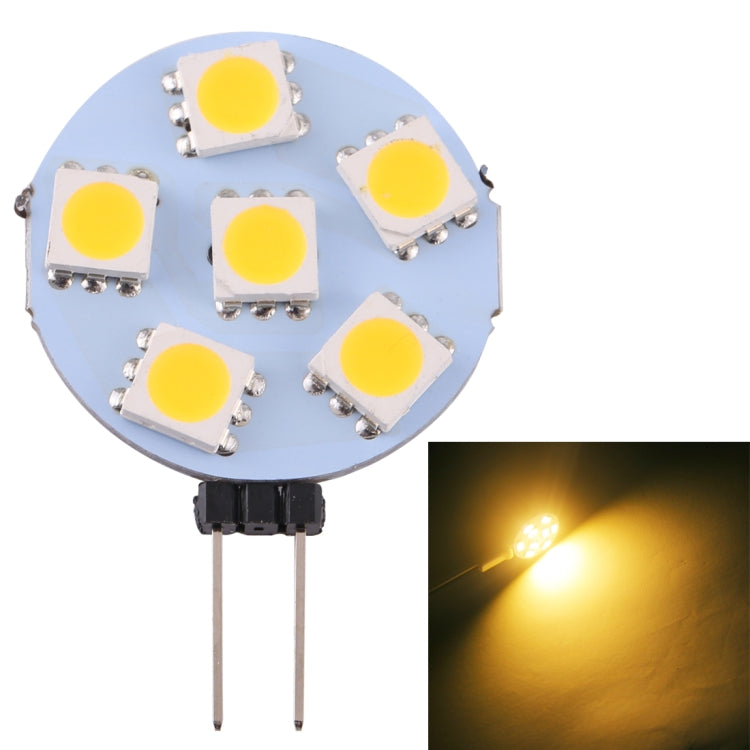 G4 6 LEDs SMD 5050 72LM 2800-3200K Stepless Dimming Energy Saving Light Pin Base Lamp Bulb, DC 12V