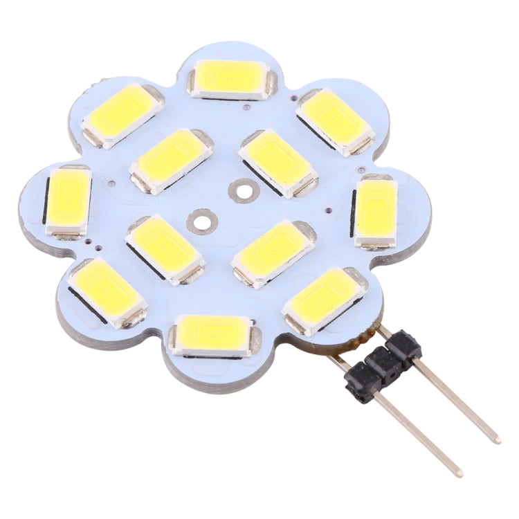 G4 12 LEDs SMD 5730 240LM 2800-3200K Plum Flower Shape Stepless Dimming Energy Saving Light Pin Base Lamp Bulb, DC 12V