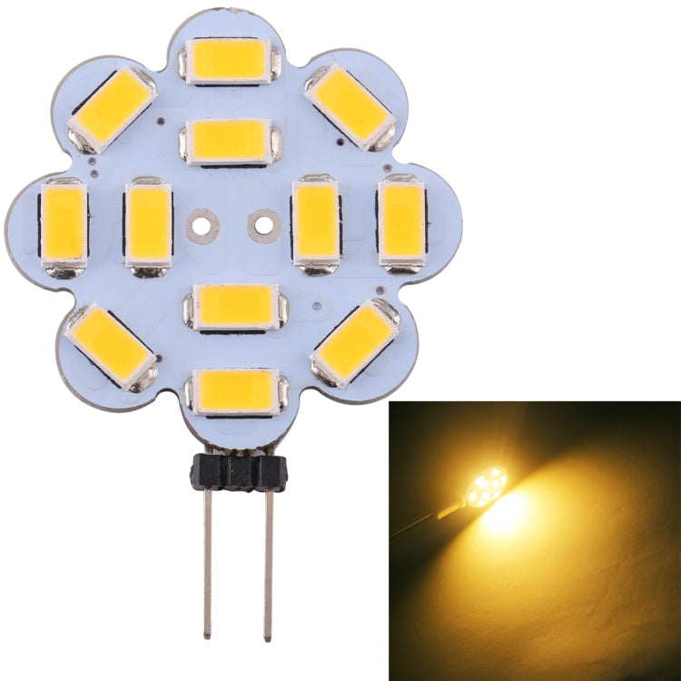 G4 12 LEDs SMD 5730 240LM 2800-3200K Plum Flower Shape Stepless Dimming Energy Saving Light Pin Base Lamp Bulb, DC 12V