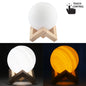 USB Charging 2-Color Changing Energy-saving LED Night Light with Wooden Holder Base