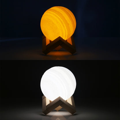 USB Charging 2-Color Changing Energy-saving LED Night Light with Wooden Holder Base