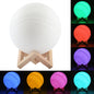 USB Charging 7-Color Changing Energy-saving LED Night Light with Wooden Holder Base