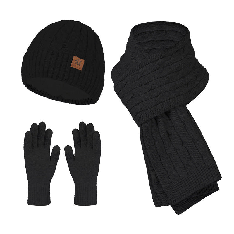 Knitting Hat, Scarf, and Gloves Three-Piece Set