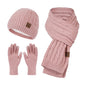 Knitting Hat, Scarf, and Gloves Three-Piece Set