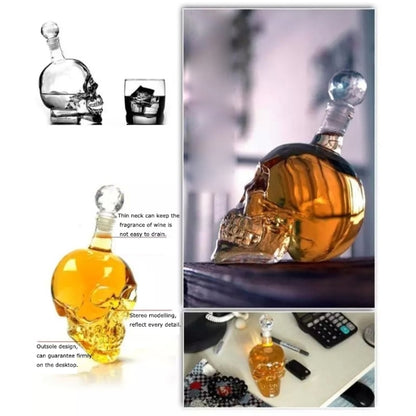 Crystal Glass Skull Bottle for Vodka & Whiskey & Beer Liqueur & Red Wine & Other Beverage