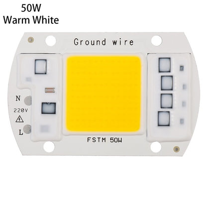 High Power 220V LED FloodlightCool/Warm White COB LED Chip IP65 Smart IC Driver Lamp