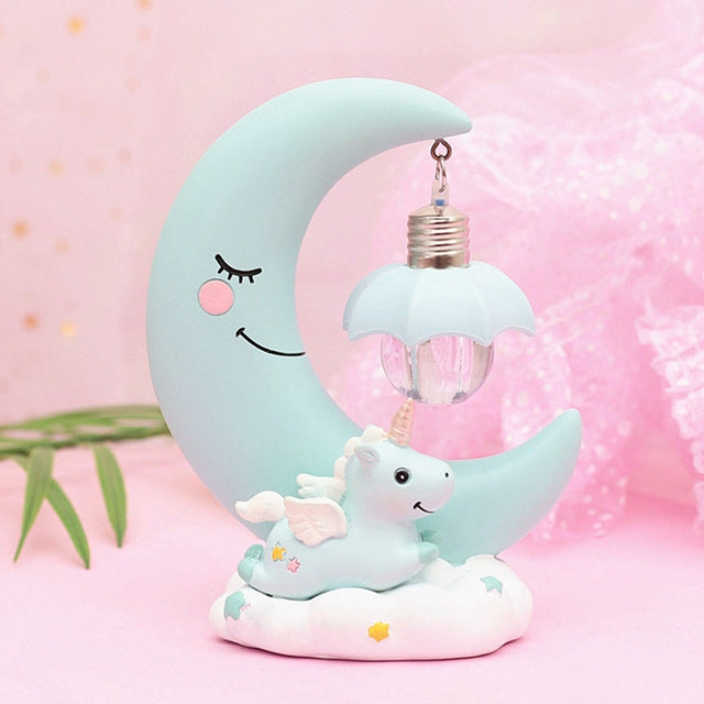 Moon Resin Cartoon Romantic Bedroom Decor Night Lamp Baby Kids Birthday Xmas Gift