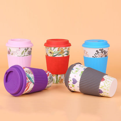 400ML Reusable Bamboo Fibre Coffee Cups Silicone Eco Friendly Travel Coffee Mugs