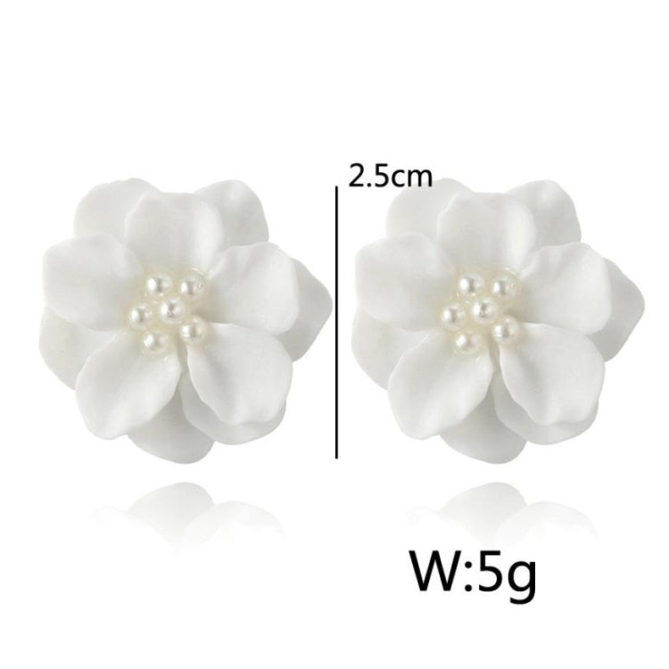 2 PCS Lovely white Flower Pearl Pendant Circle Earrings