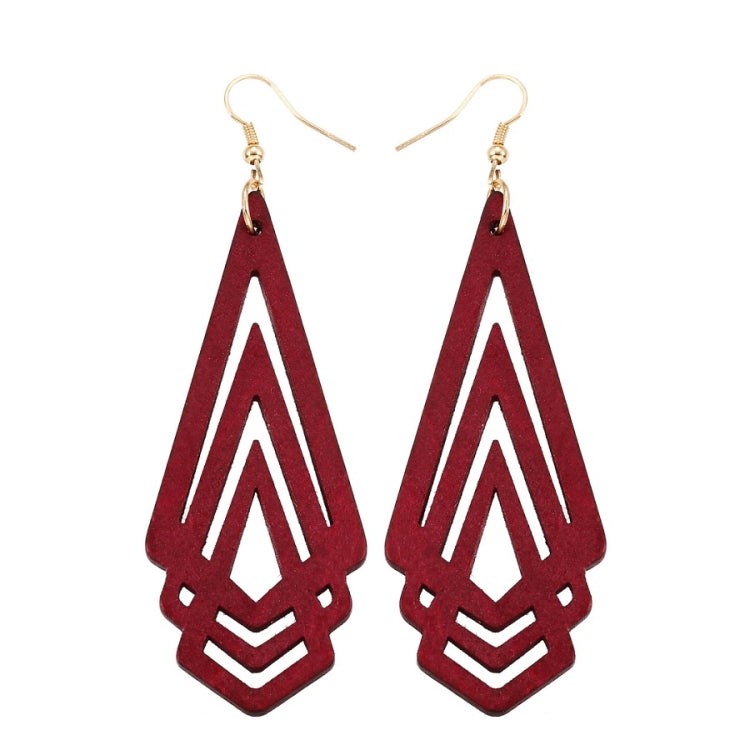 1 Pair Natural Wooden Earrings Geometic Hollow Triangle Personality Simple Fashion Jewelry For Woman