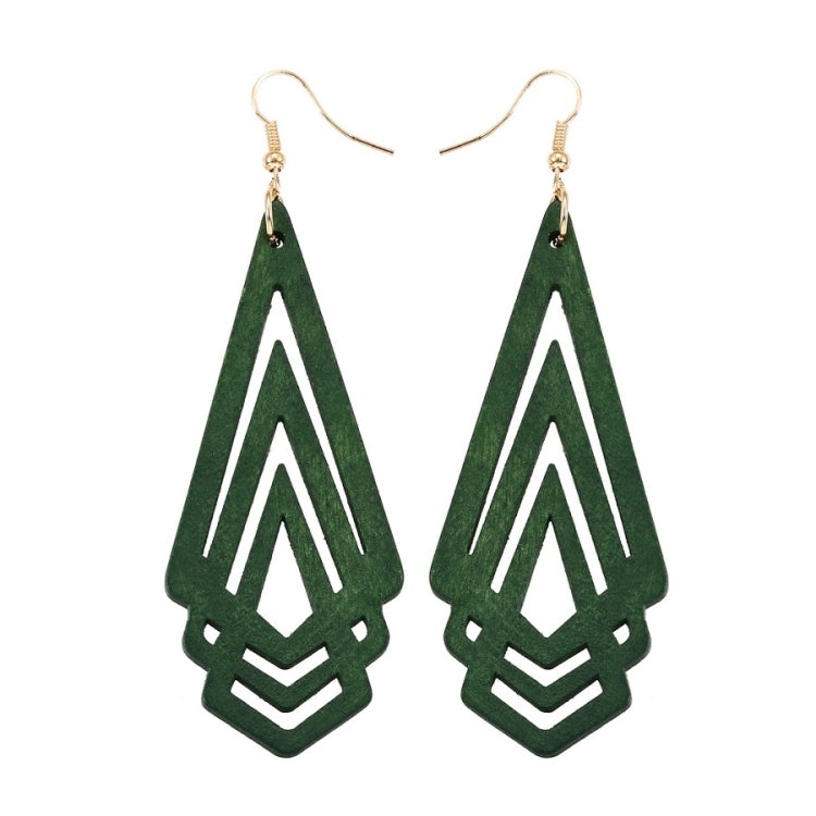 1 Pair Natural Wooden Earrings Geometic Hollow Triangle Personality Simple Fashion Jewelry For Woman